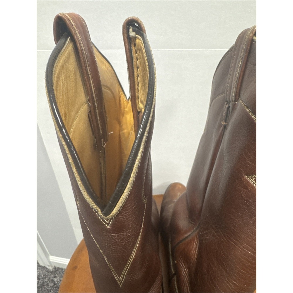 Vintage Tony Lama Brown Western Cowboy Boots Style 5084 Men's 11 E Made In USA - Picture 7 of 7